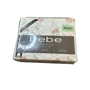 Bebe‎ 4 Piece Sheet Set King Size 100% Cotton France Paris Theme